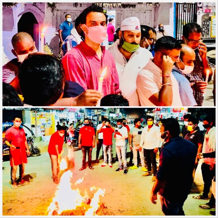 आज पीसीसी सचिव शैलेन्द्र प्रताप सिंह जी के नेतृत्व में  उत्तरप्रदेश के हाथरस  में हुए अनाचार के विरूद्ध मृतक आत्मा को श्रद्धांजलि व मोदी सरकार का पुतला दहन किया गया