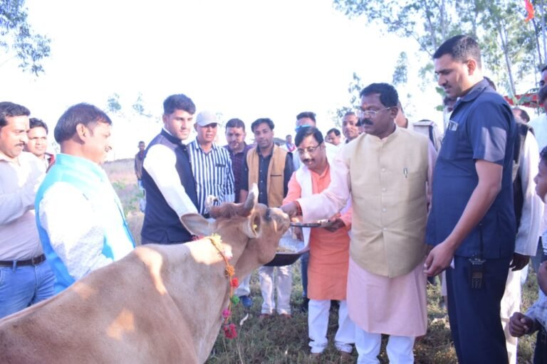 मैनपाट में खाद्य मंत्री ने कई गोठानों में किया गोवर्धन पूजा,मंदिर प्रांगण में छत की ढलाई के लिए 2 लाख की मिली स्वीकृति