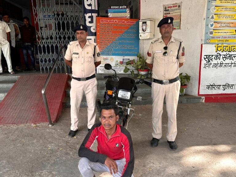 चोरी की मोटरसाइकिल बेचने की फिराक में घूमता युवक गिरफ्तार…