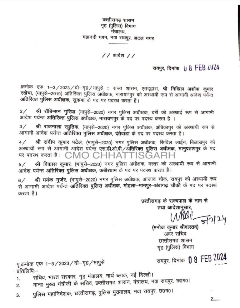 पुलिस अधिकारियों के तबादले, देखे आदेश…