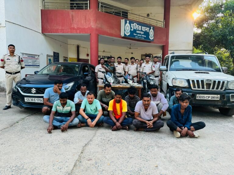 जुआ खेलते 11 अंतरजिला जुआड़ी गिरफ्तार, 96 हजार 900 रूपये, स्कार्पियों, कार व मोटर सायकल किया जप्त…