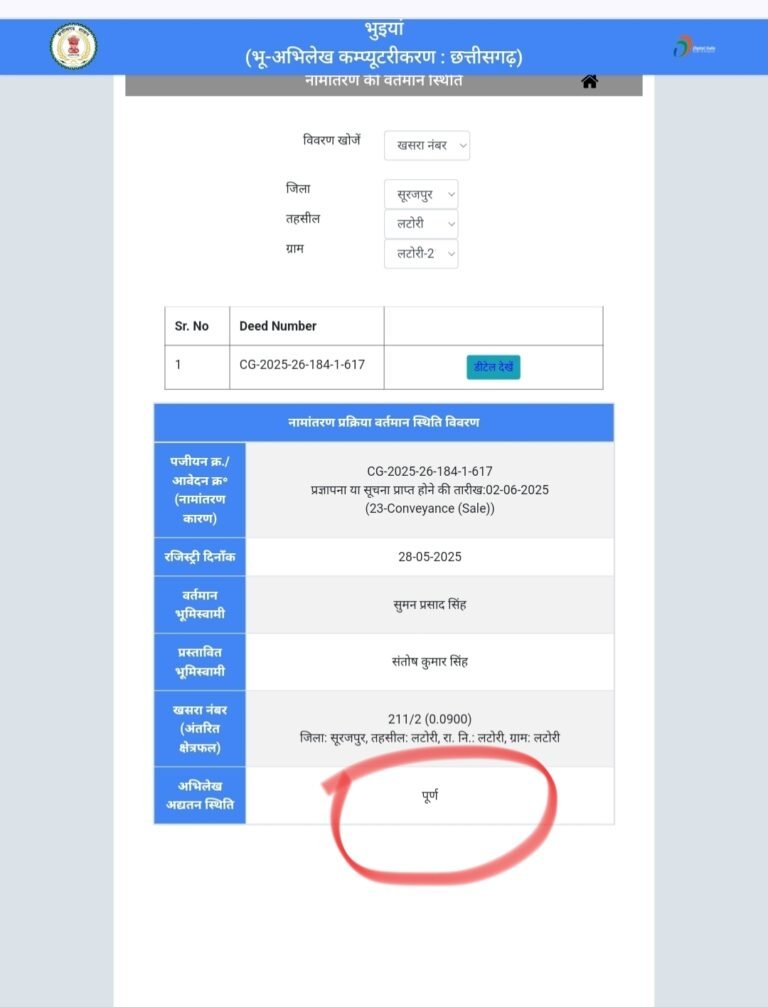 तहसीलदार लटोरी कारनामा 6 : शासकीय मद से प्राप्त जमीन की पहले करवा दी रजिस्ट्री अब चोरी छिपाने नामांतरण का खेल…