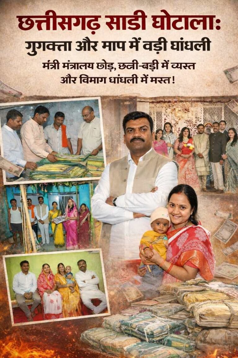 छत्तीसगढ़ साड़ी घोटाला: गुणवत्ता और माप में बड़ी धांधली, मंत्री मंत्रालय छोड़ छट्टी बड़ी में व्यस्त और विभाग धांधली में मस्त…